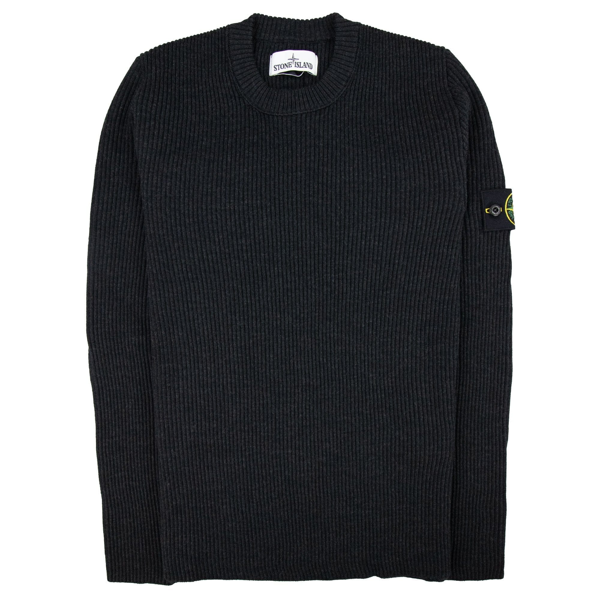Stone Island Ribbon Knitted Crewneck Sweatshirt Dark Grey V0065