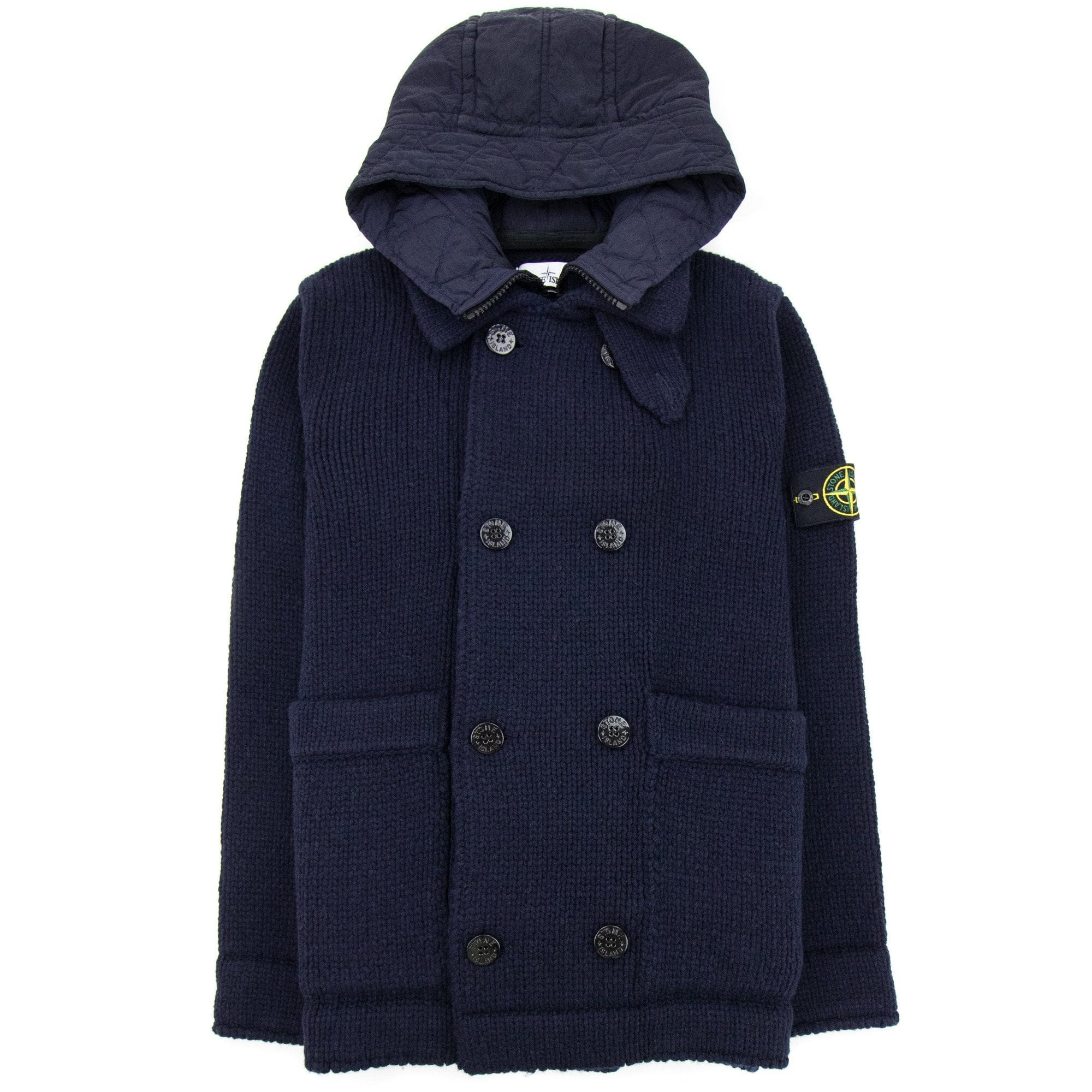 Stone Island Double Breasted Knitted Cardigan Navy V0020