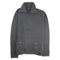 Emporio Armani Cotton Zip Up Knit Sweatshirt Dark Grey