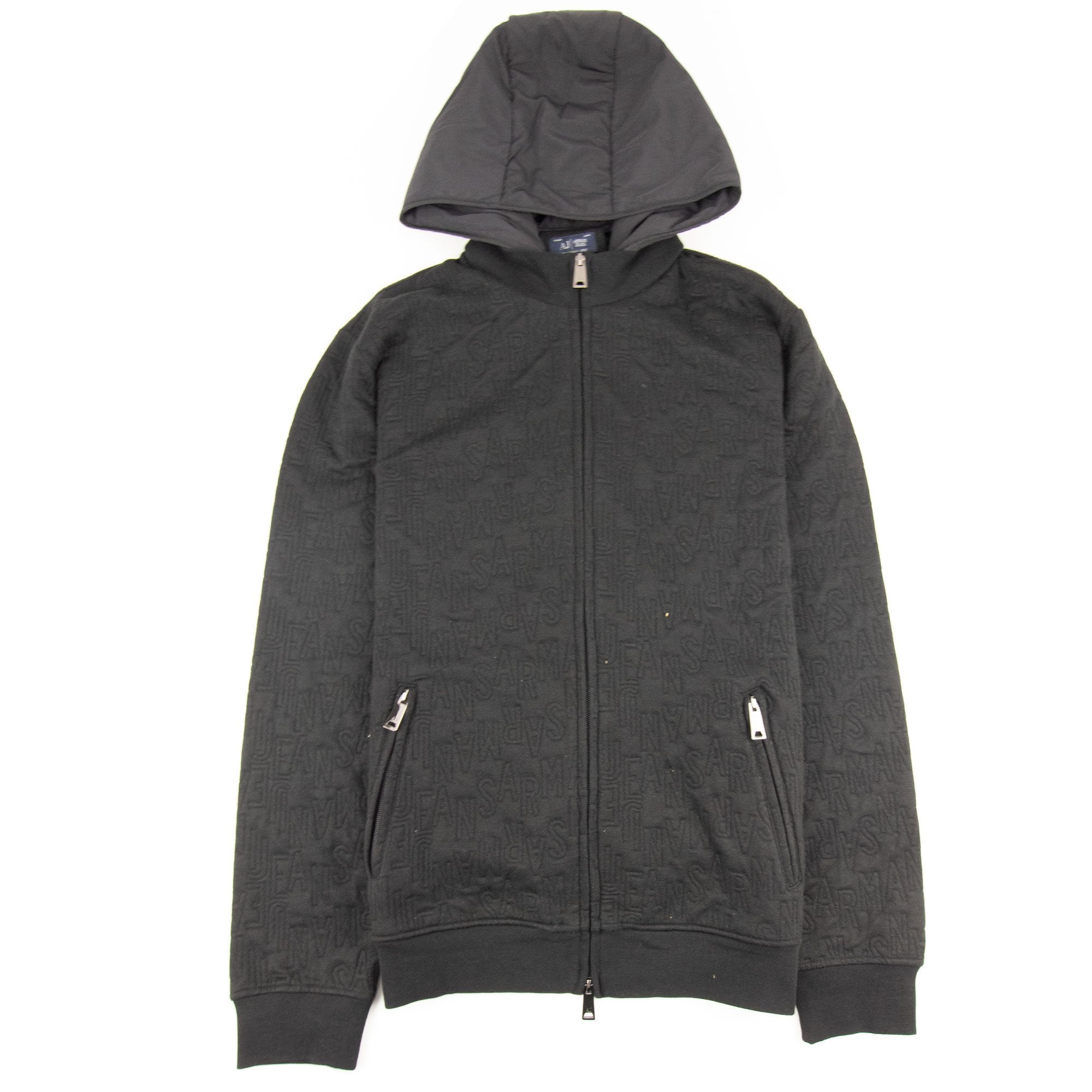 Armani Jeans Embossed Hoody Jacket Black