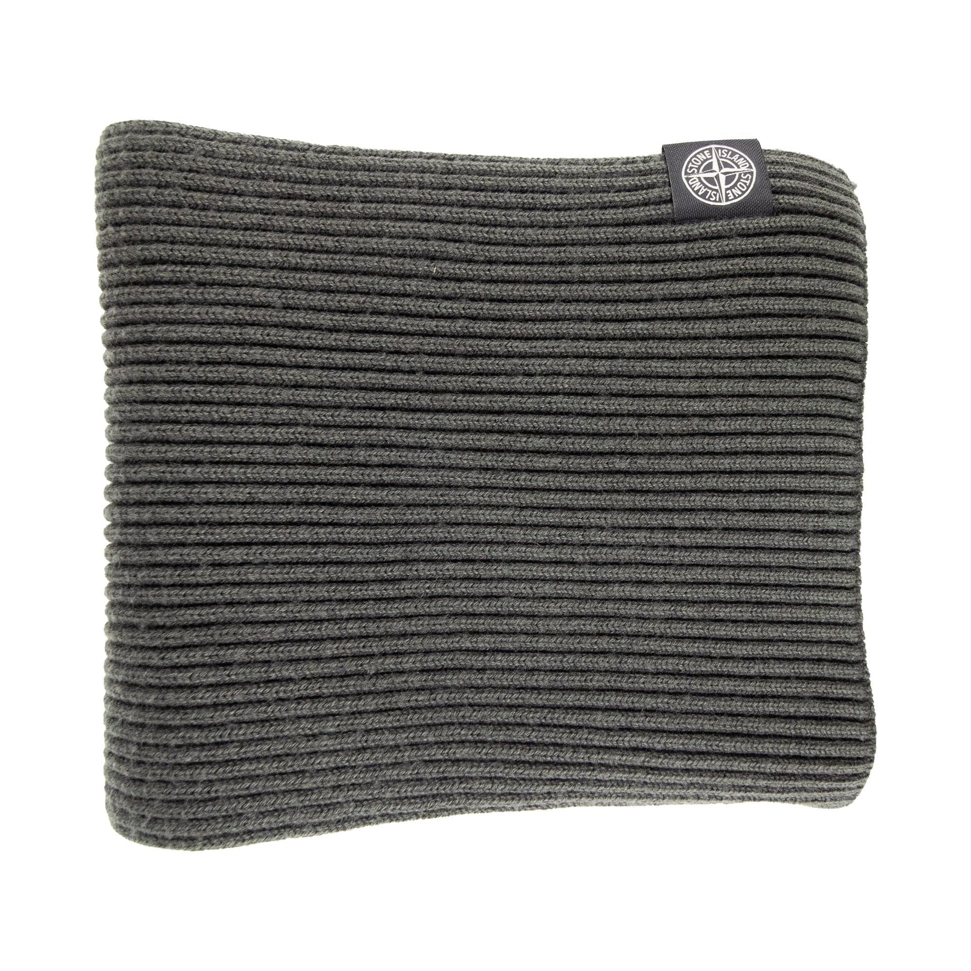 Stone Island Ribbed Wool Patch Logo Scarf Khaki V0054