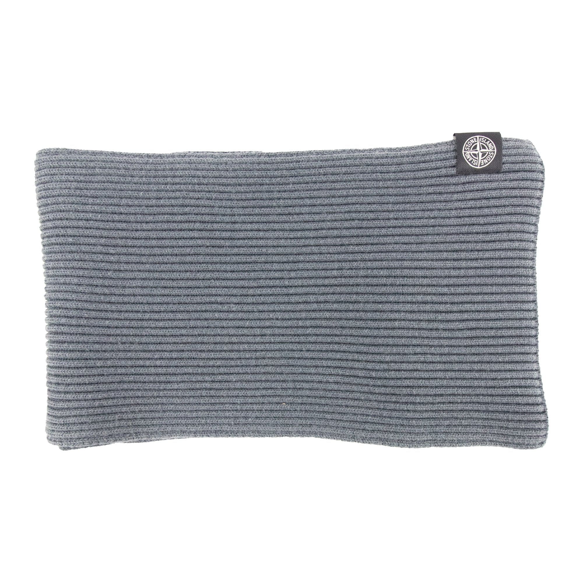Stone Island Ribbed Wool Patch Logo Scarf Charcoal V0067