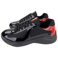 Prada Americas Cup Patent Leather And Nylon Sneakers Black/Red