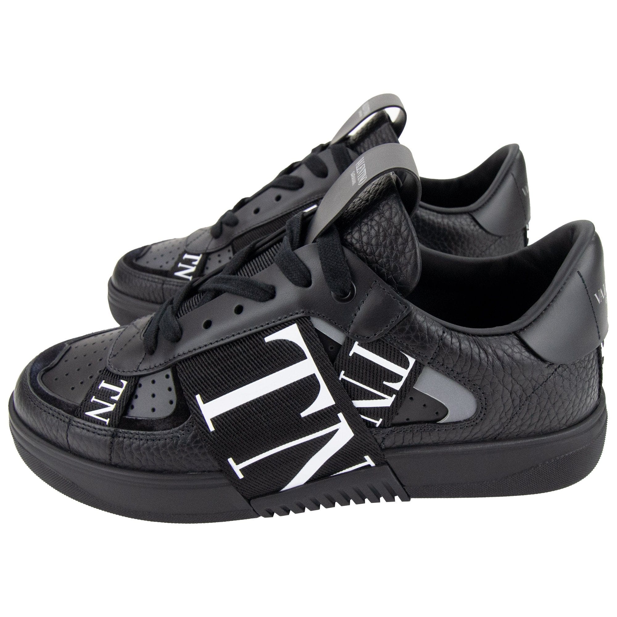 Valentino VLTN Logo Embellished Leather Trainers Nero