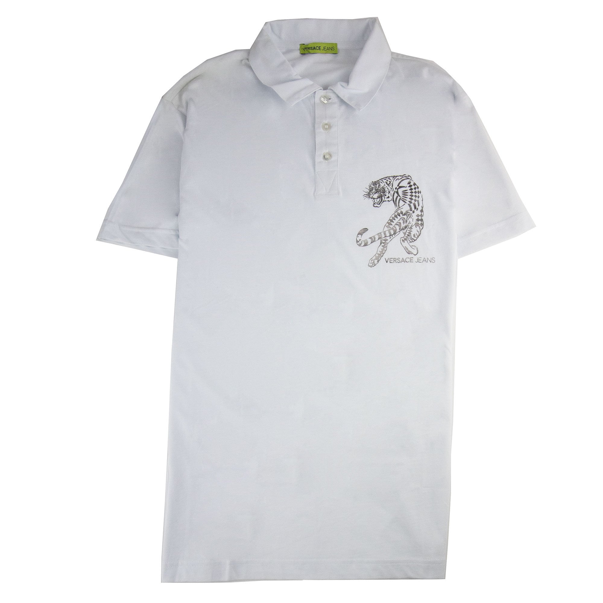 Versace Jeans Lion Printed Logo Cotton Jersey Polo White