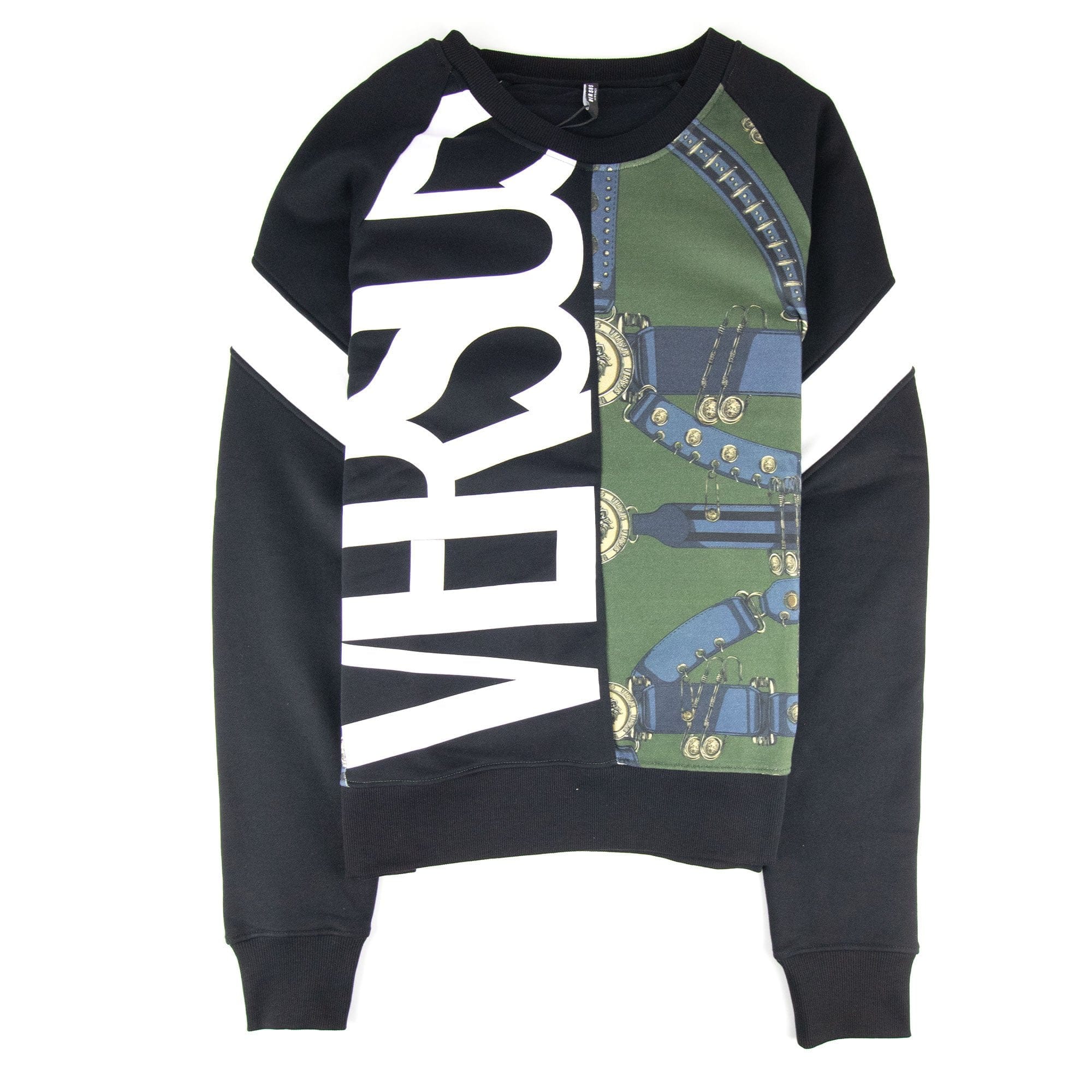 Versace Versus Logo Pattern Crewneck Sweatshirt Black