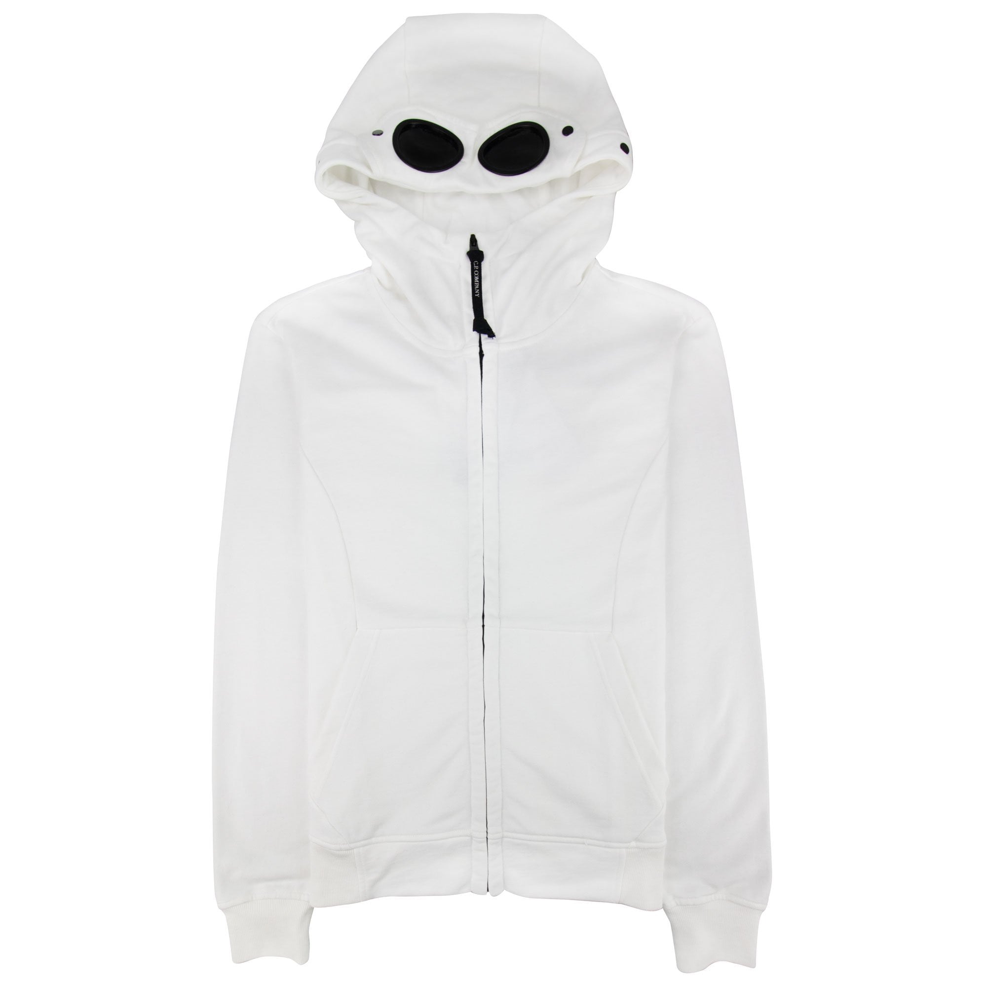 Cp Company Diagonal Raised Fleece Goggle Full Zip Hoodie White 112