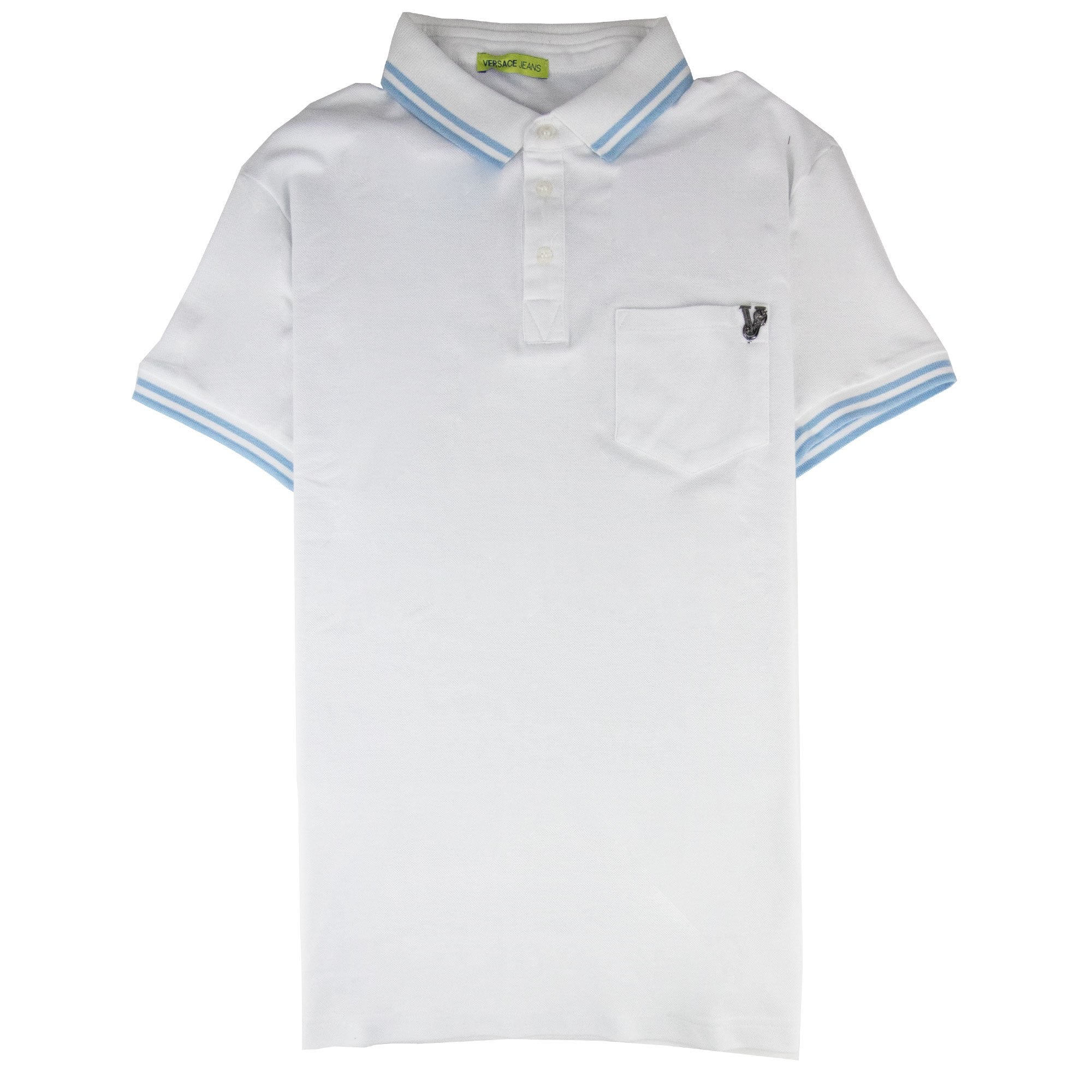 Versace Jeans Piquet Front Pocket Logo S/s Polo White