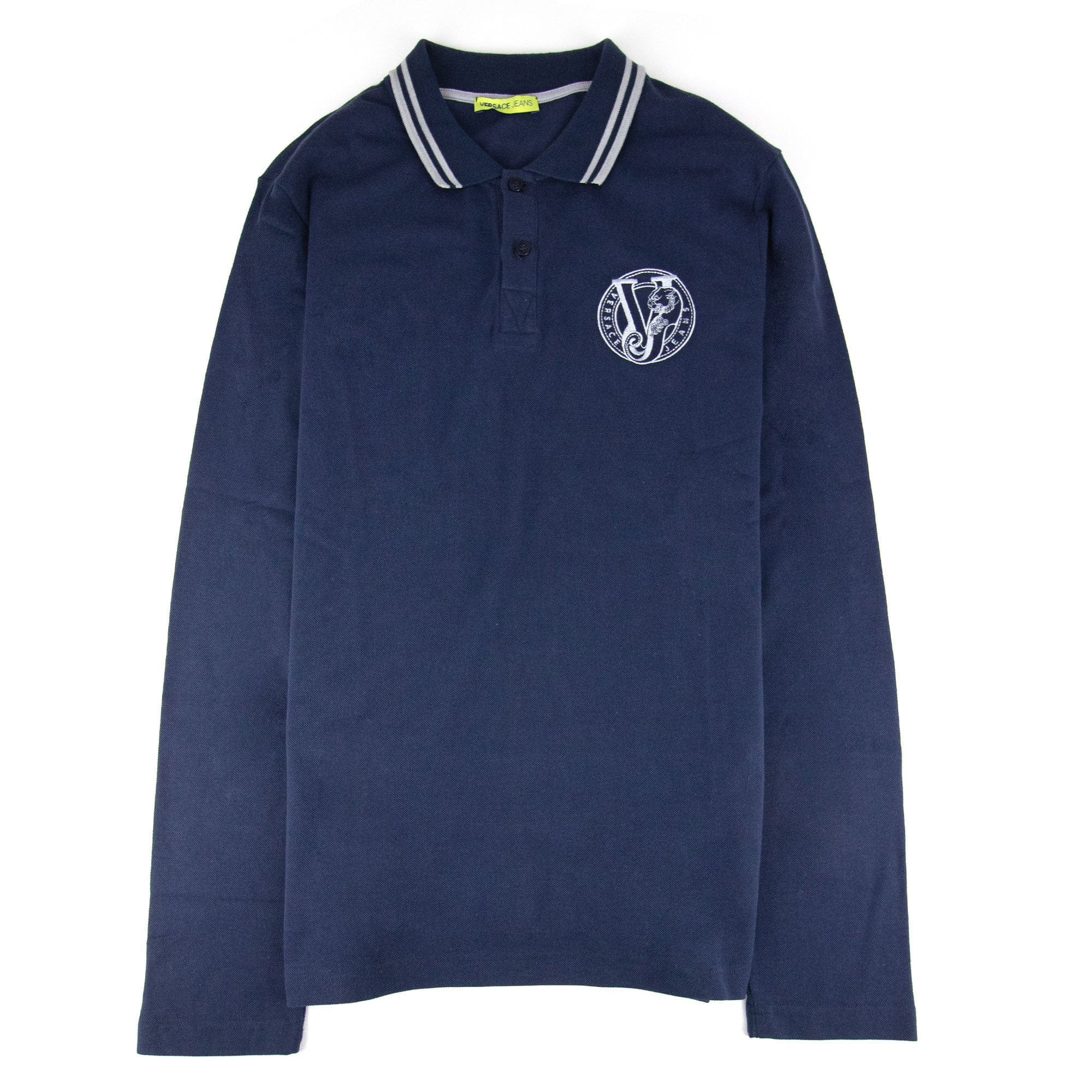 Versace Jeans Embroidered Logo L/s Polo Navy