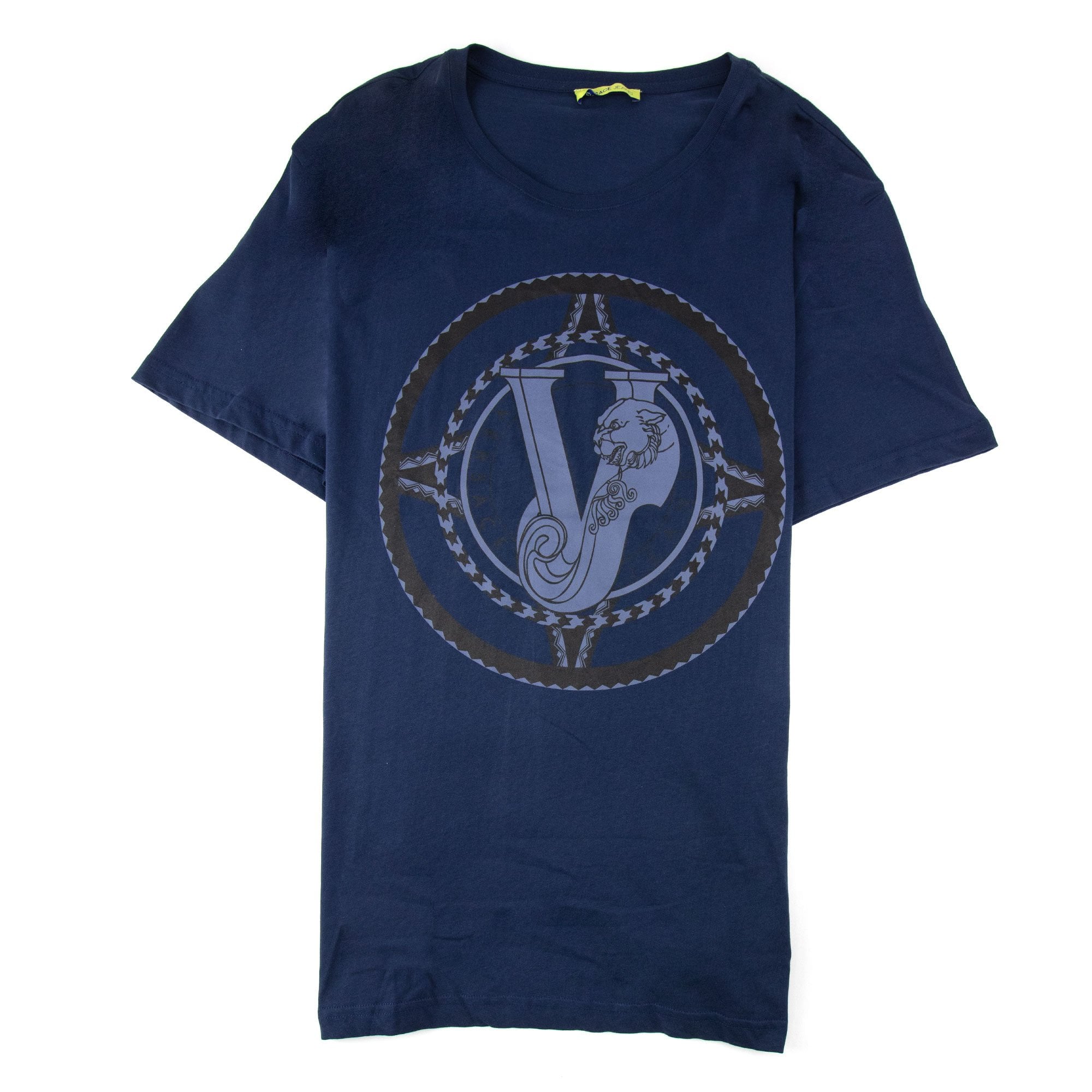 Versace Jeans Large Logo Printed T Shirt Navy Blue