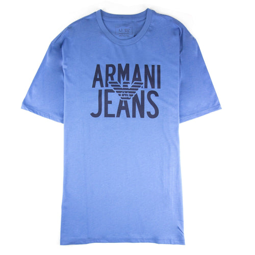 Armani Jeans 3d Effect Print Logo T Shirt Blue