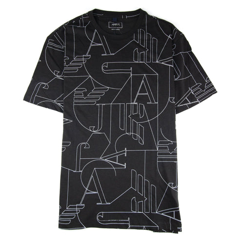 Armani Jeans Jersey Logo Print T Shirt Black