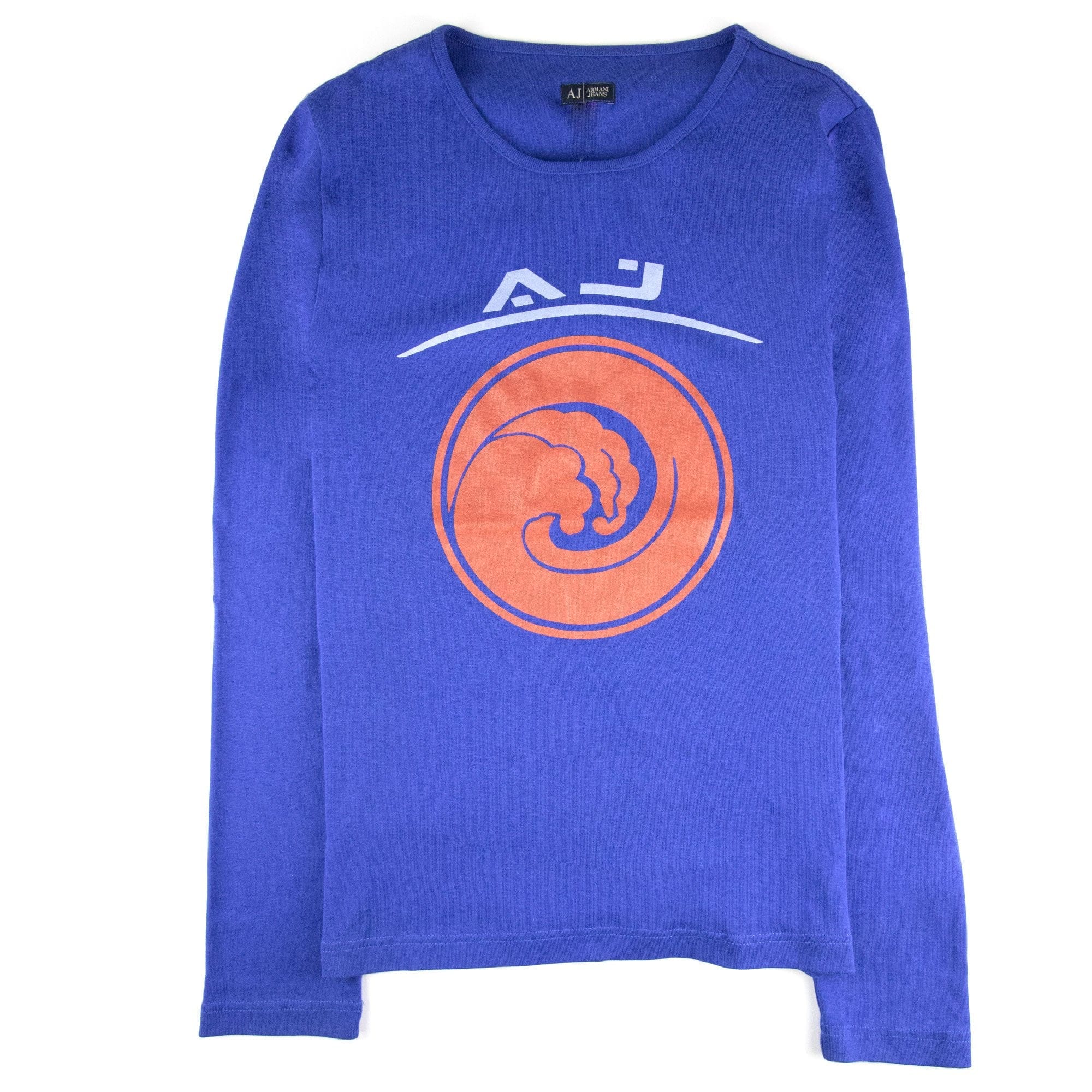 Armani Jeans Cloud Logo Print L/s T Shirt Blue