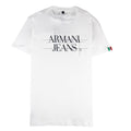 Armani Jeans Split Logo T Shirt Bianco Ottico