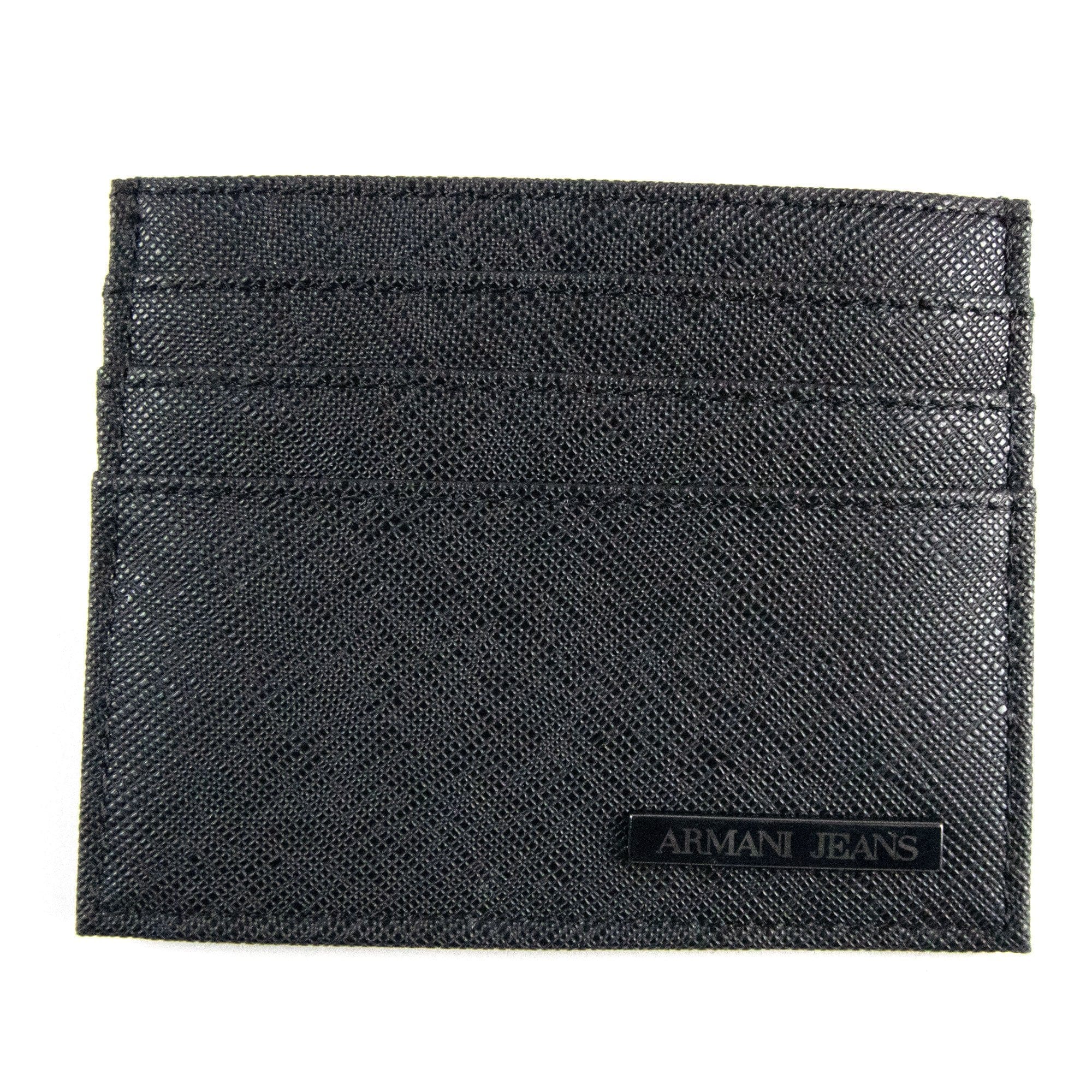 Armani Jeans Metal Logo Card Holder Black