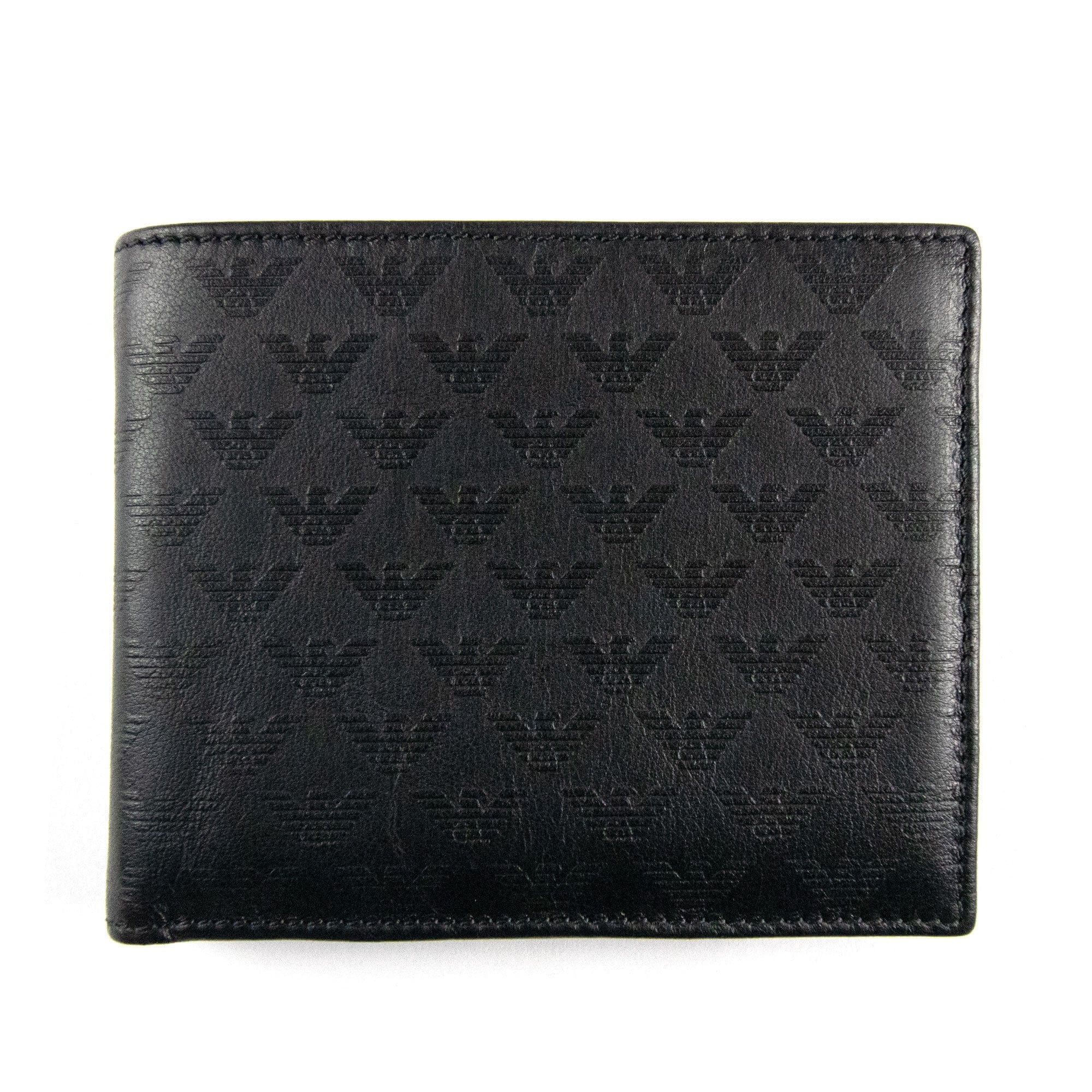 Emporio Armani Bi- Fold Print Wallet With Photo Cover Black
