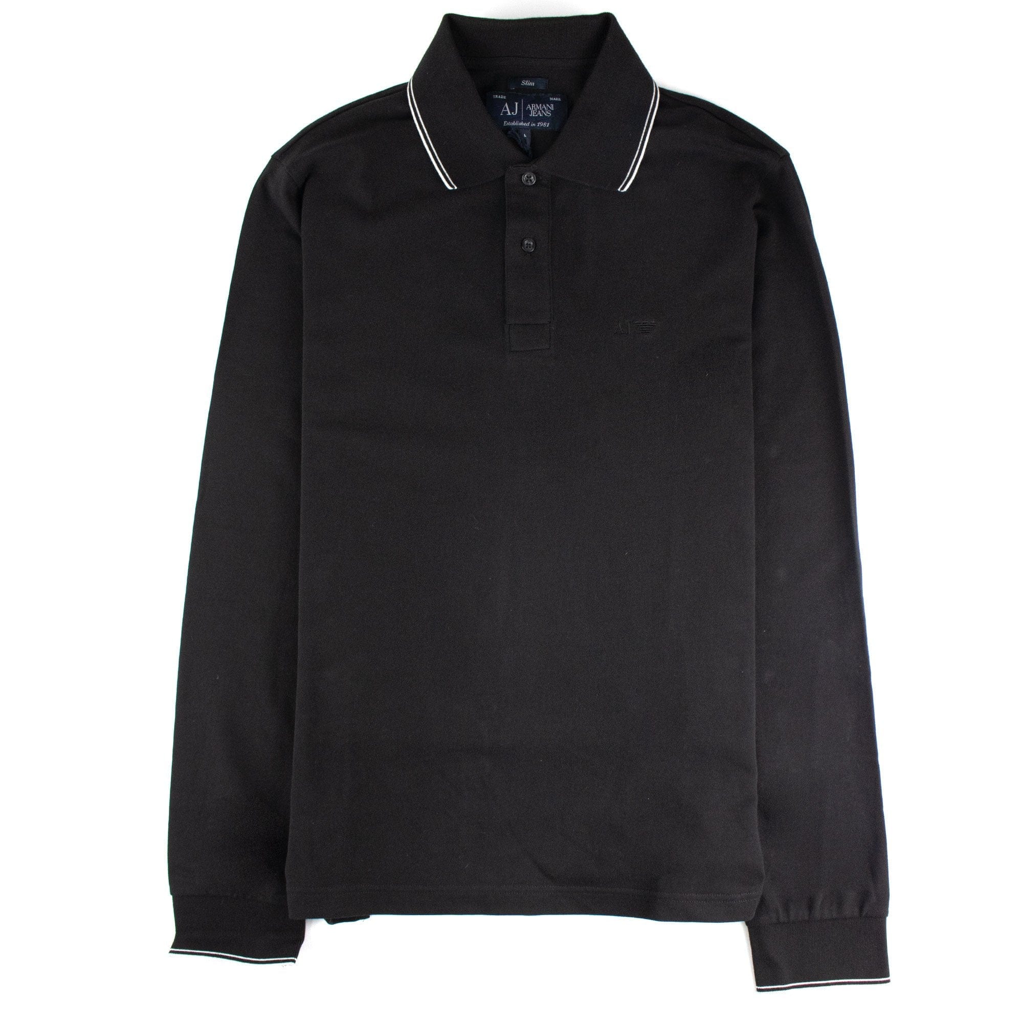 Armani Jeans Aj Embossed Logo L/s Polo Black