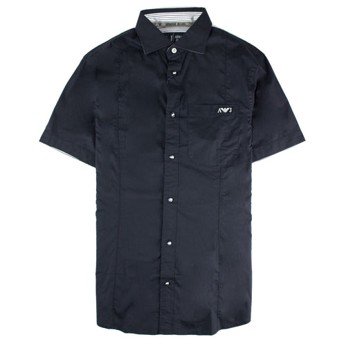 Armani Jeans Aj Embroidered Logo S/s Shirt Navy