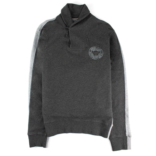 Armani Jeans 3 Buttons Rubber Logo Sweatshirt Dark Grey