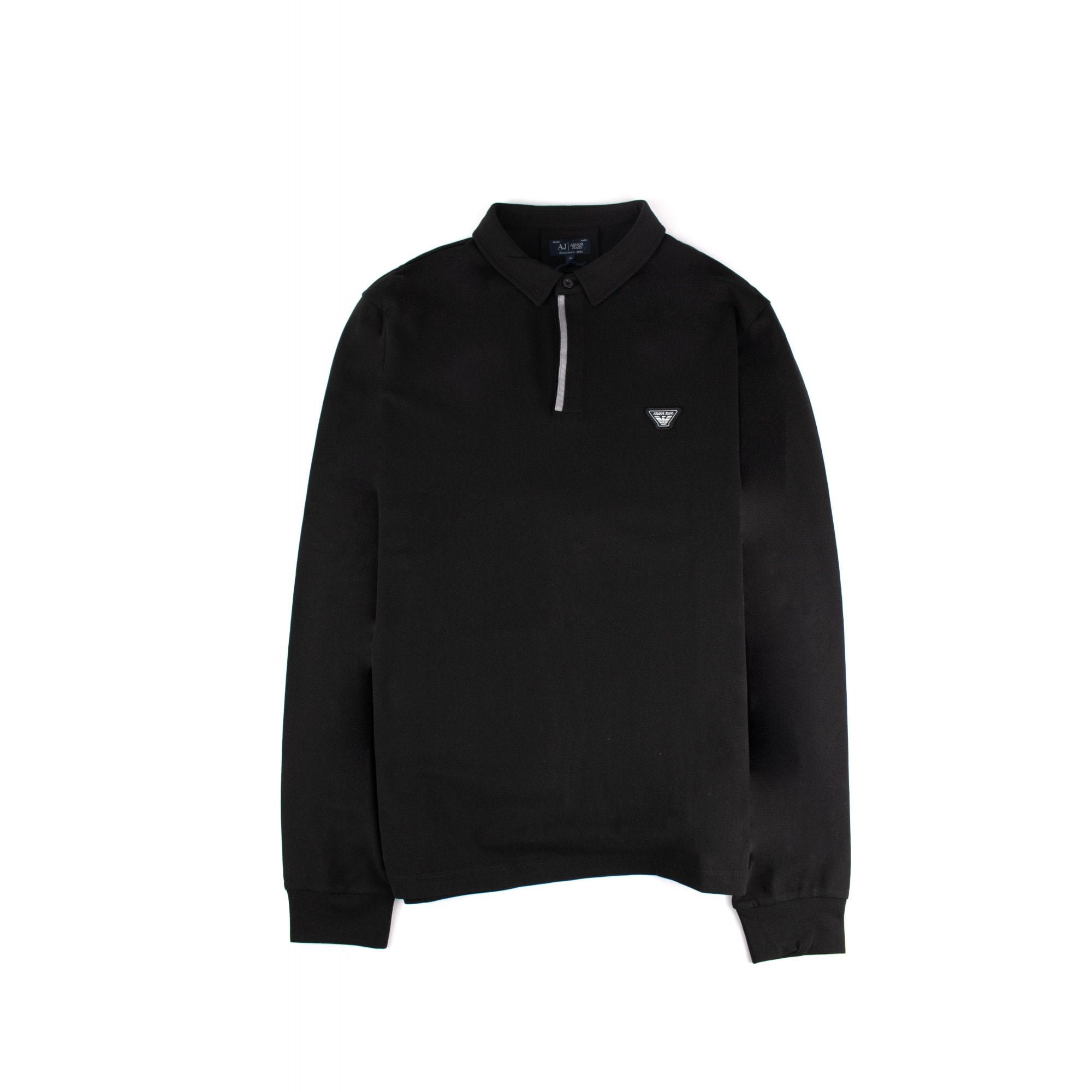 Armani Jeans Silver Trim L/s Polo Black