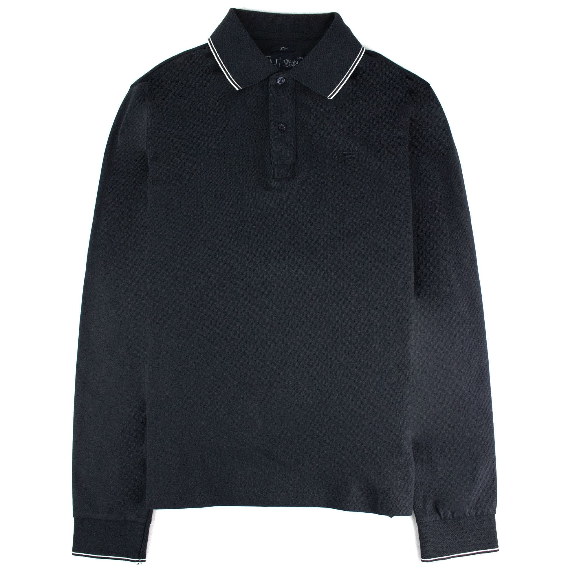 Armani Jeans Twin Tipped Slim Fit Polo Navy Blue