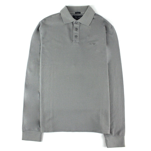 Armani Jeans Aj Eagle Logo Long Sleeve Polo Shirt Grigio Grey