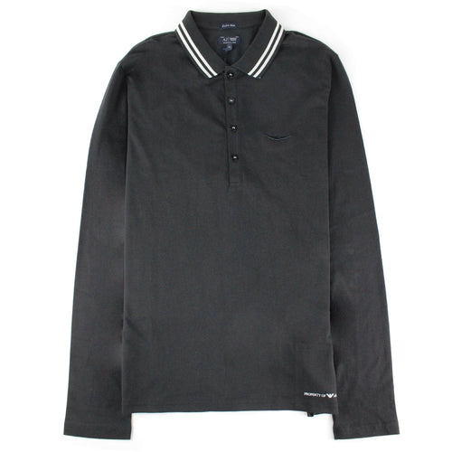 Armani Jeans Embroidered Logo Extra Slim L/s Polo Black