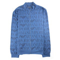 Emporio Armani All Over Logo Print Funnel Neck Blue