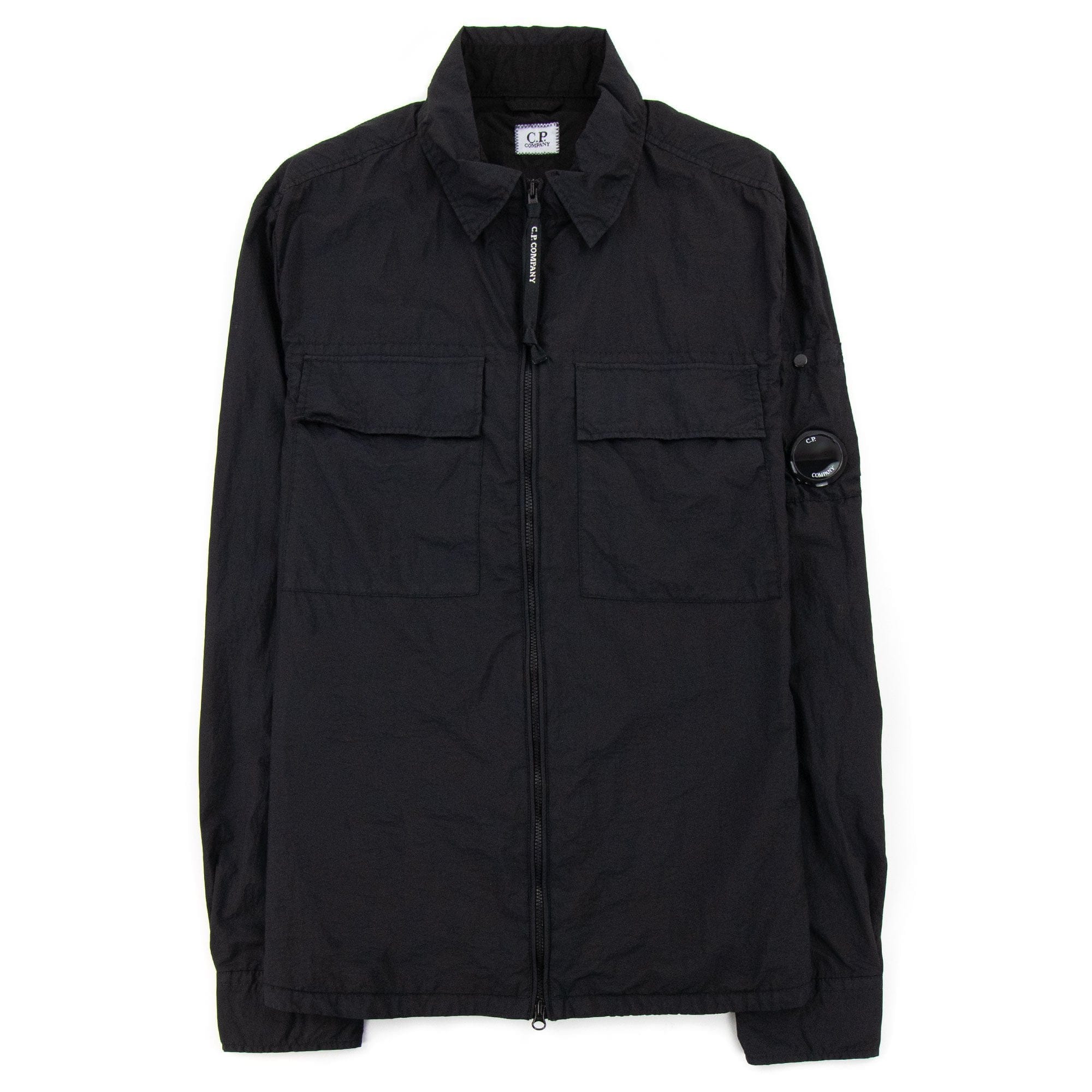 CP Company Arm Lens Zip Up Nylon Overshirt Black 999