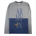 Armani Junior Logo Print L/s T Shirt Grey/Blue