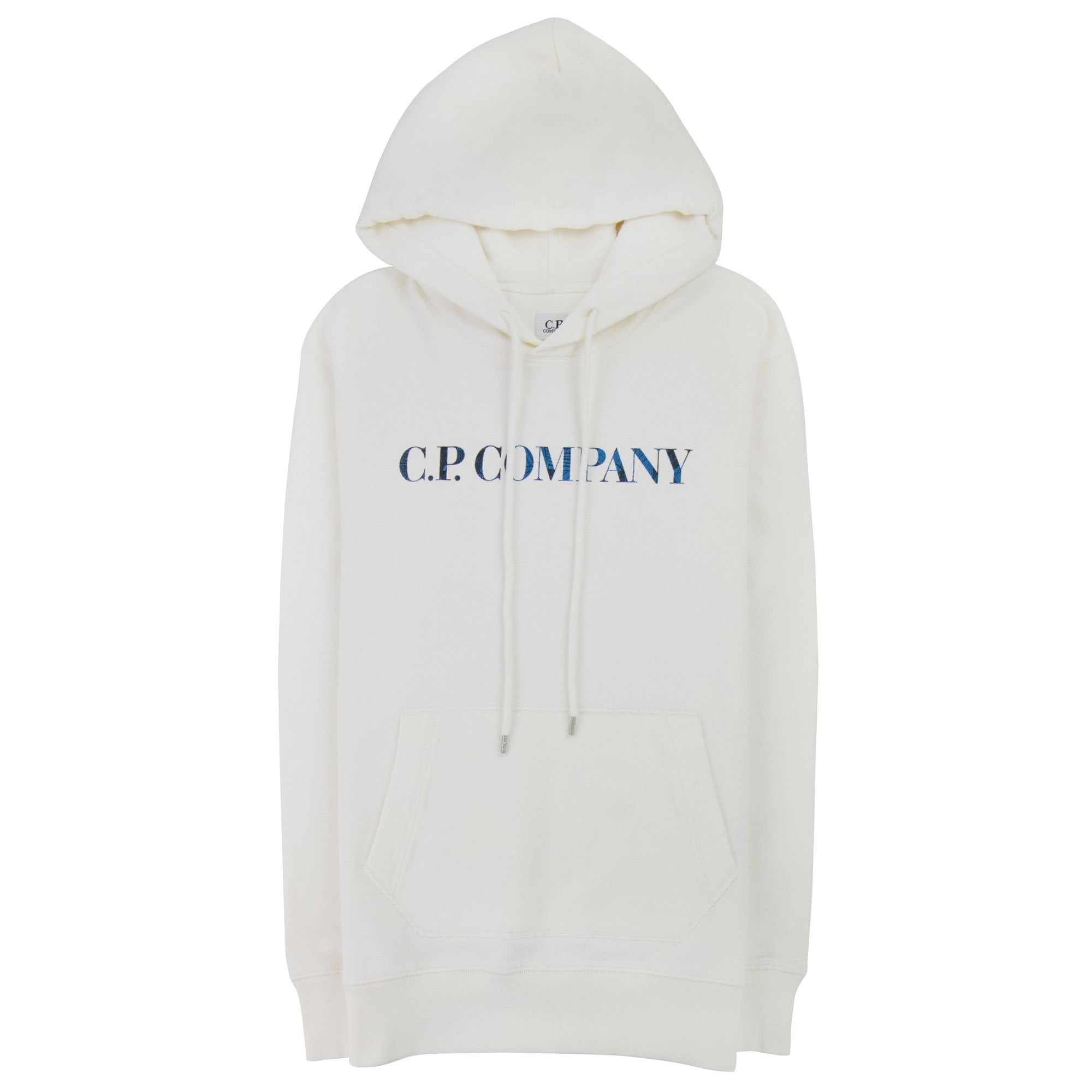 CP Company Logo Print Hooded Sweatshirt White 103