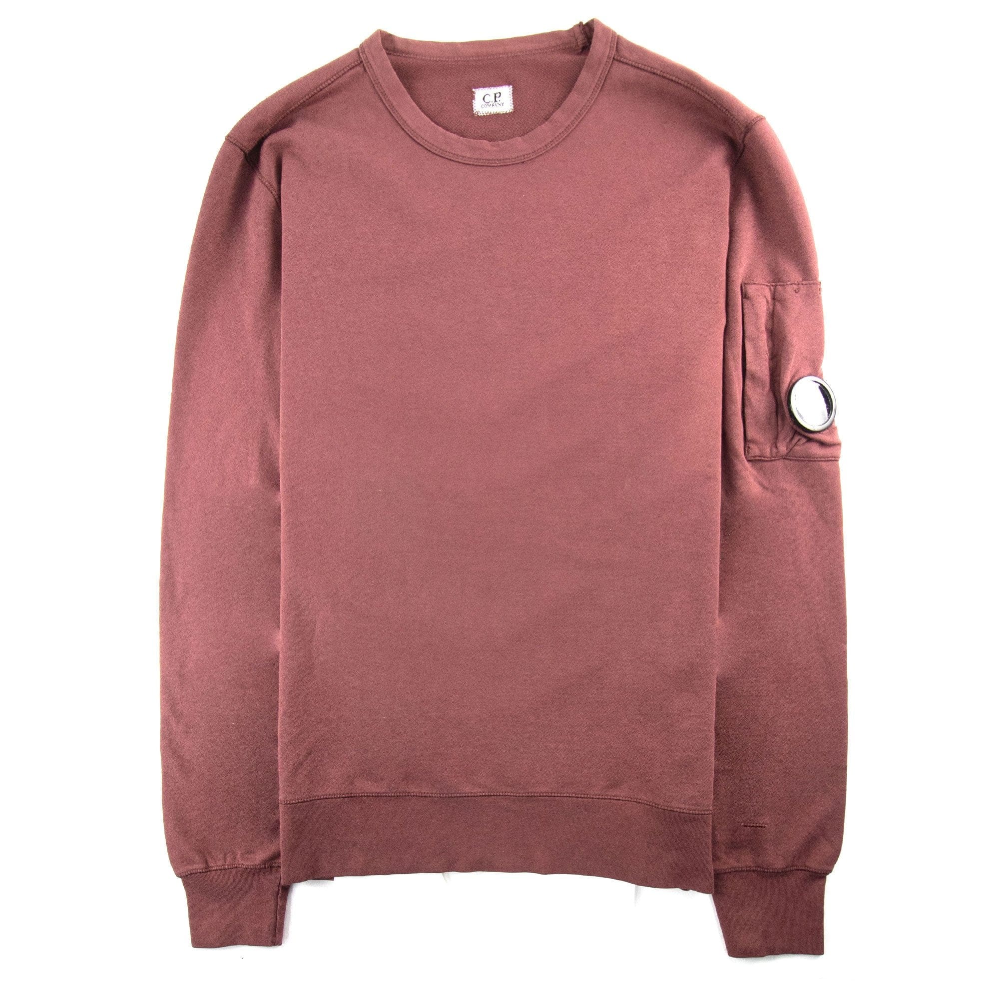 Cp Company Light Fleece Lens Crew Sweatshirt Burgundy