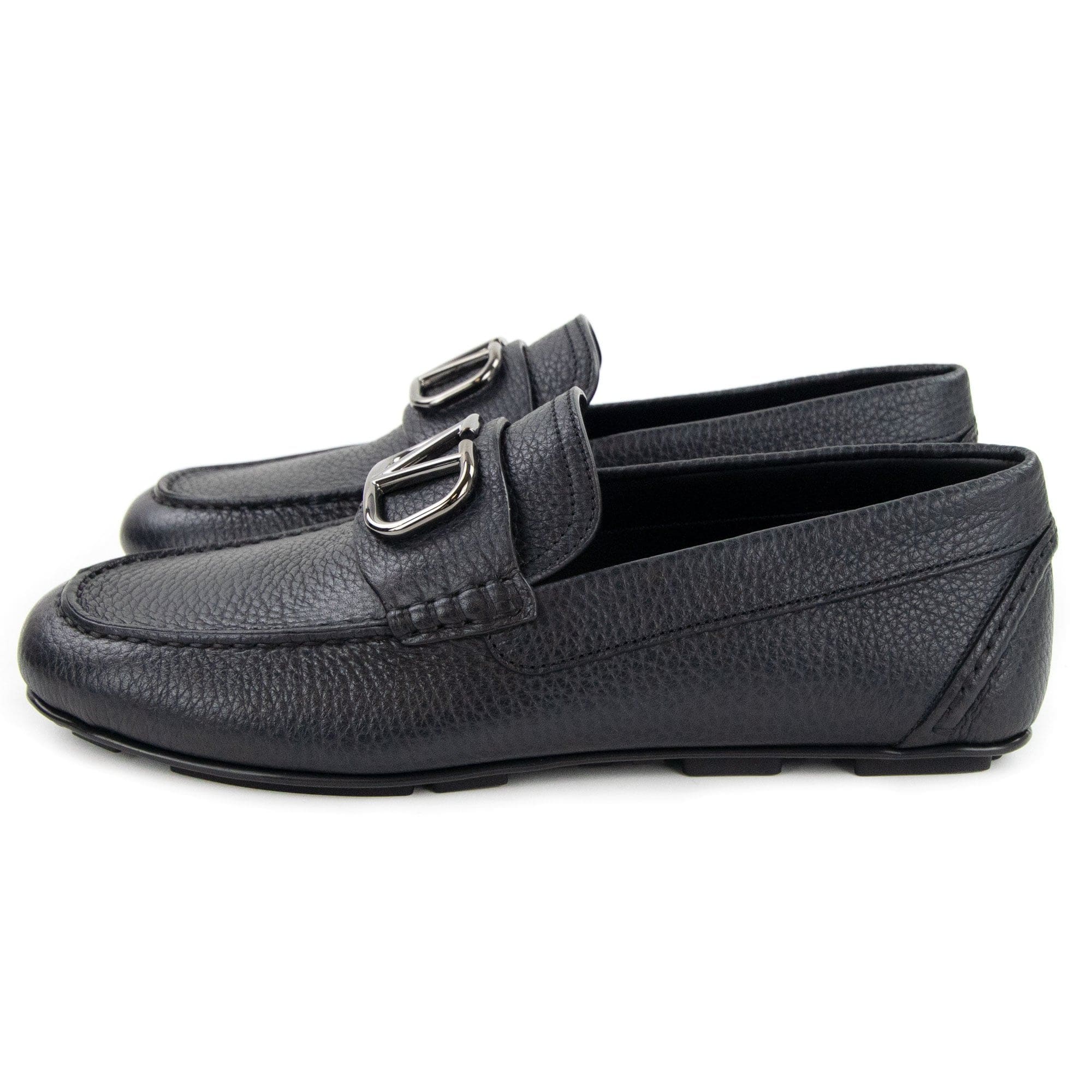Valentino Vlogo Calfskin Driving Shoe Black