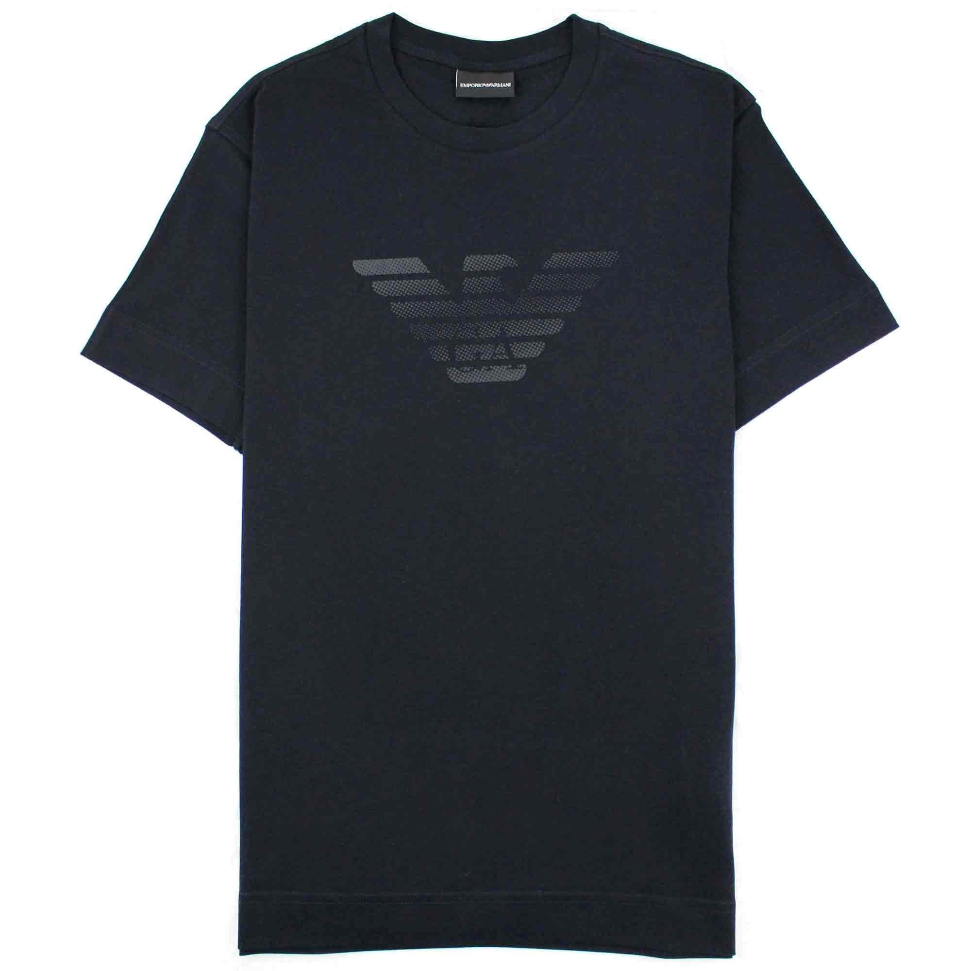 Emporio Armani Monochromatic Logo Print T Shirt Navy Blue 0920