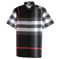 Burberry Short-sleeve Check Stretch Cotton Poplin Shirt Charcoal