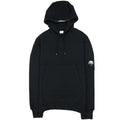 CP Company Diagonal Raised Fleece Garment Dyed Lens Hoodie Black 999