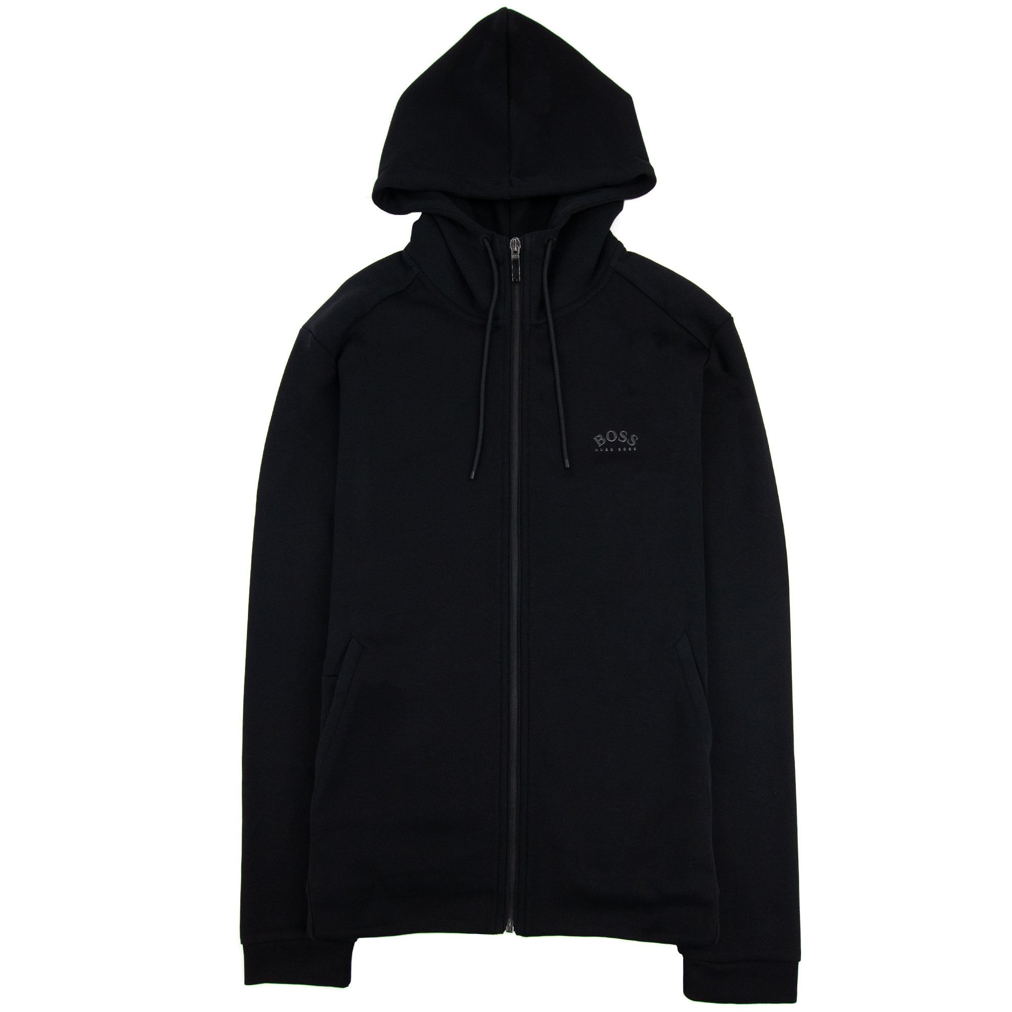 Hugo Boss Saggy Curved Logo Zip Up Sweatshirt Black 001