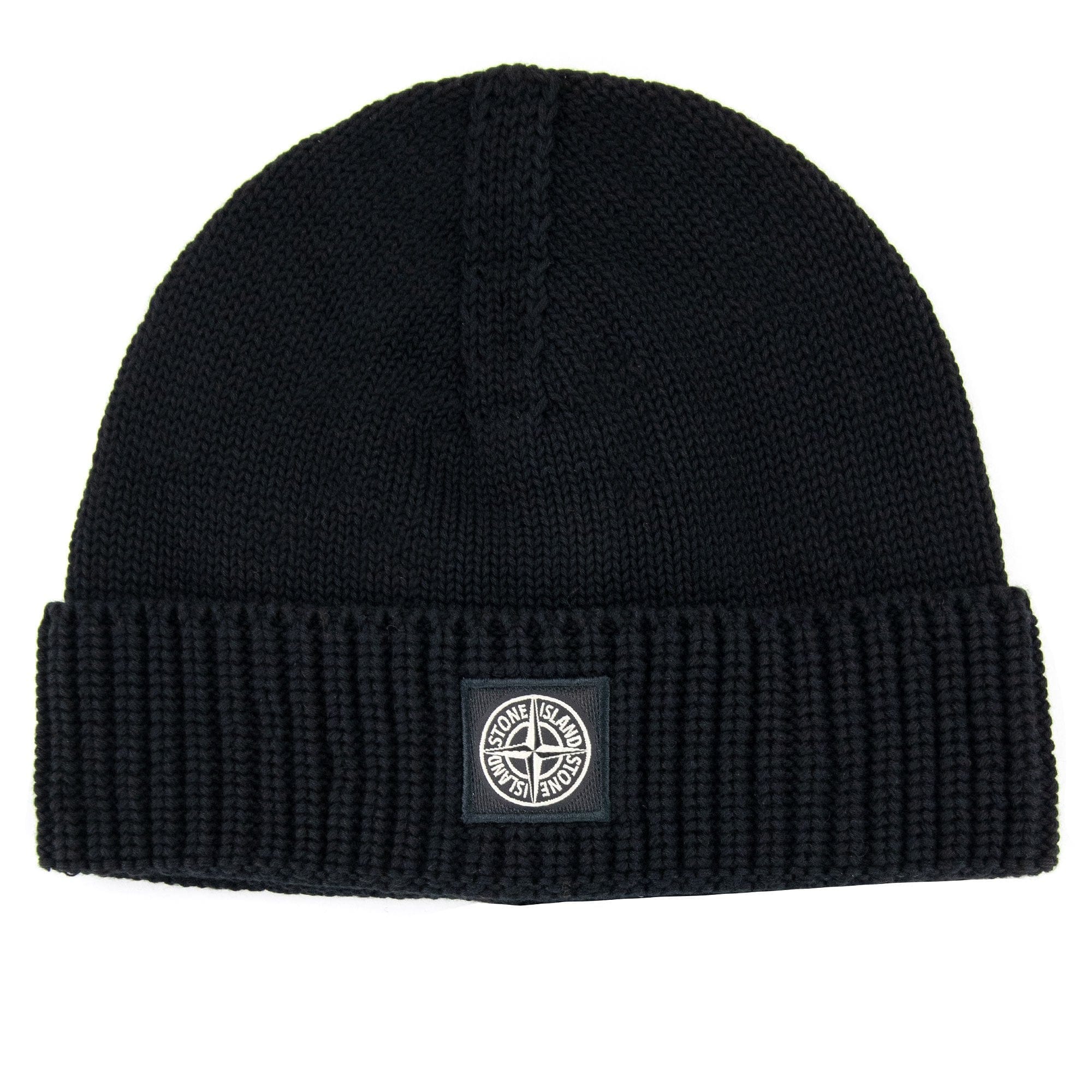 Stone Island Junior N01a7 Knit Patch Logo Beanie Black V0029
