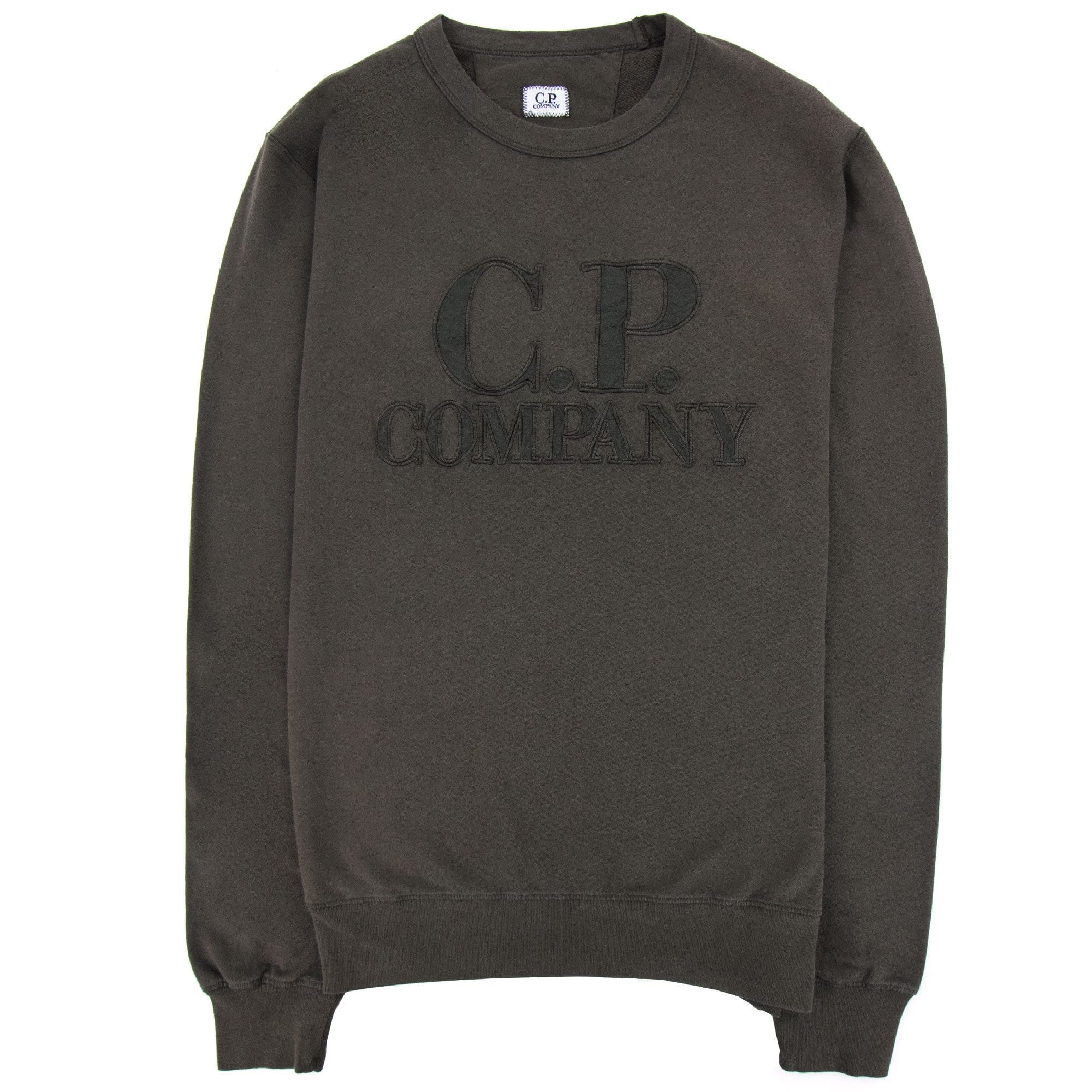 CP Company Light Fleece Mixed Garment Dyed Logo Sweatshirt Khaki 683