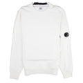 Cp Company Diagonal Raised Fleece Lens Crew Sweatshirt White 103
