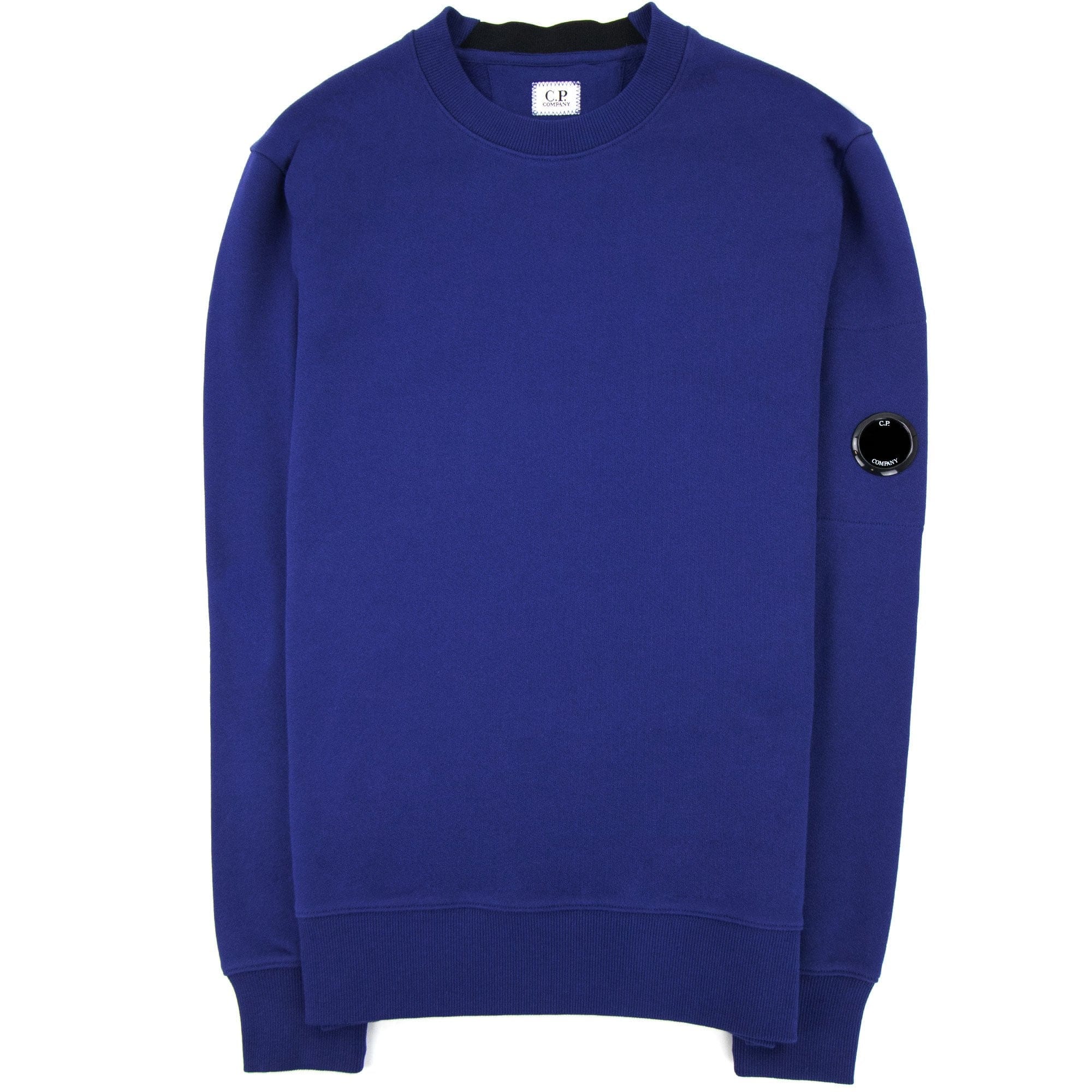 Cp Company Diagonal Raised Fleece Lens Crew Sweatshirt Blue 878