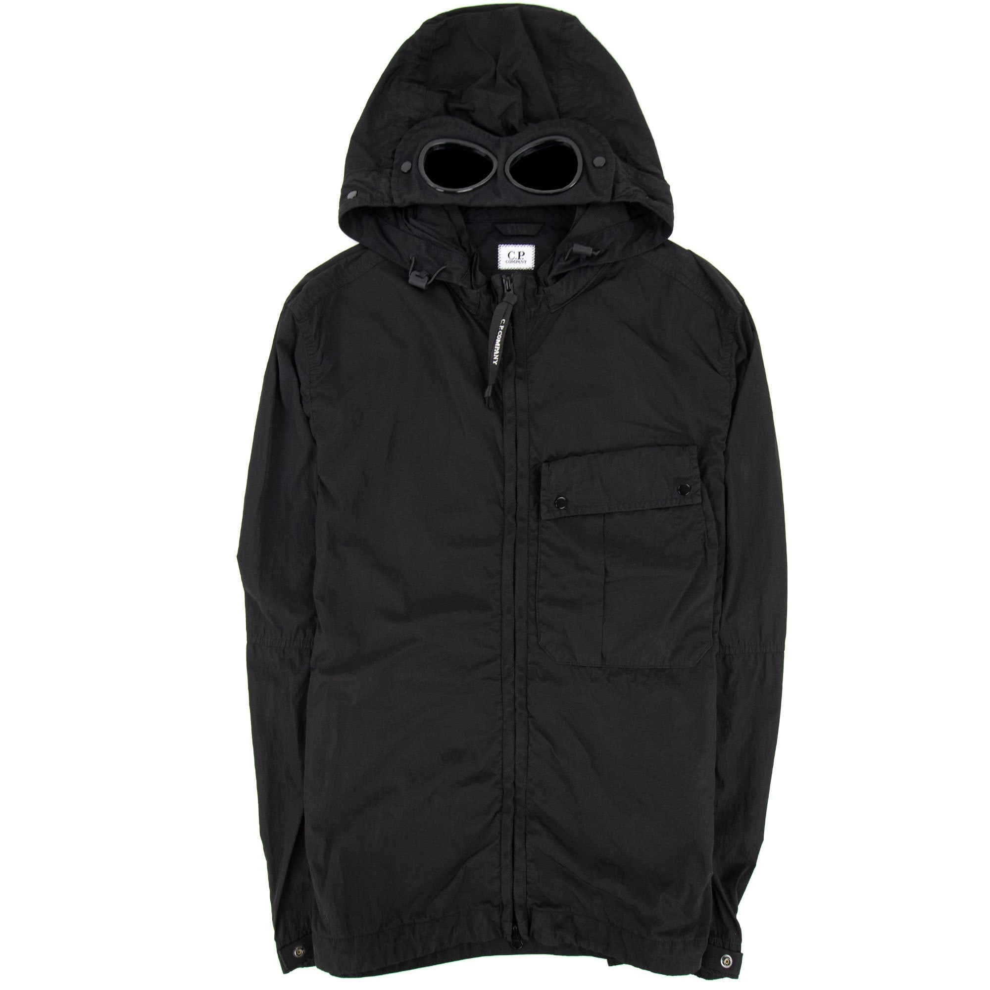 Cp Company Chrome-r Mixed Garment Dyed Goggle Overshirt Black 999
