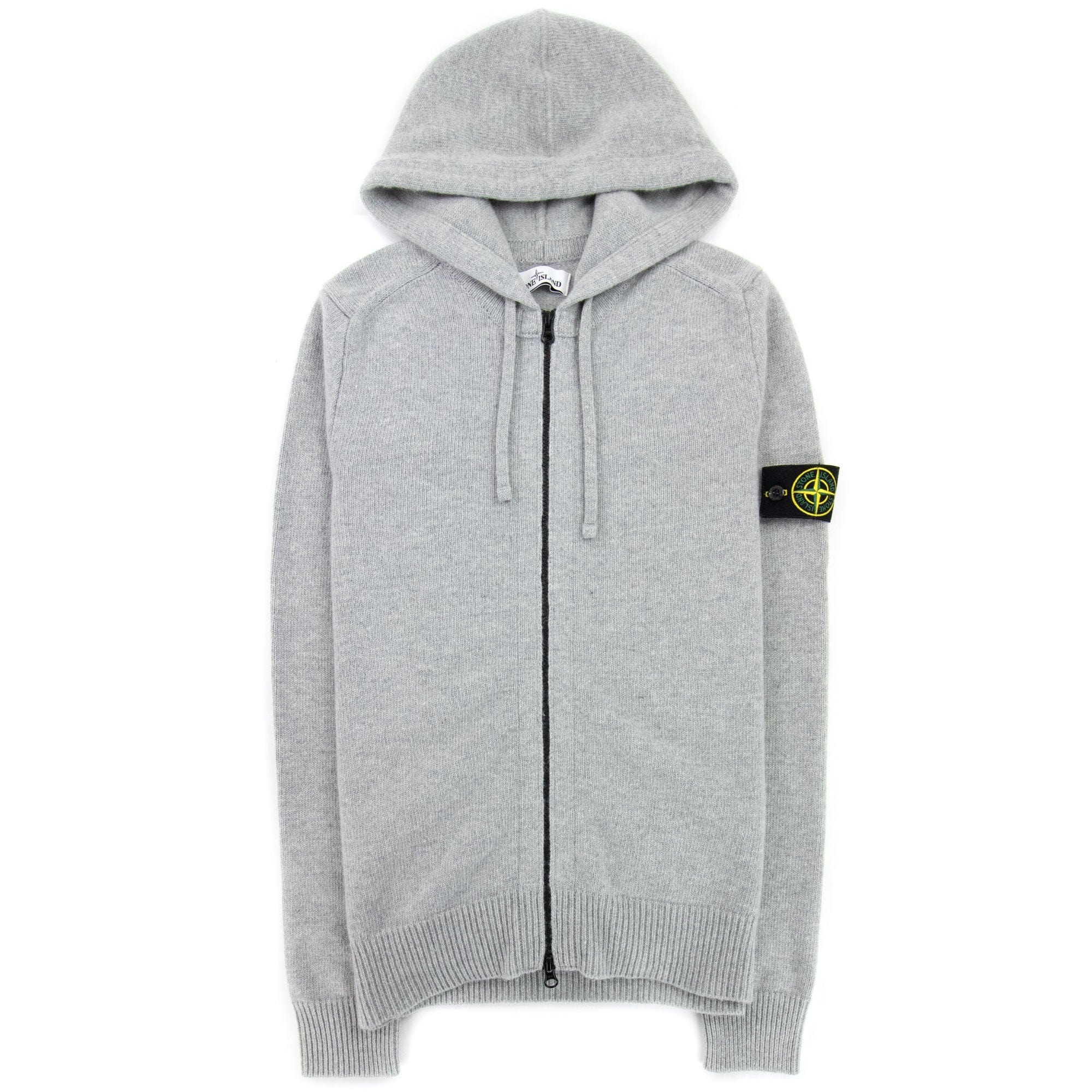 Stone Island 546a3 Knitted Patch Hoody Light Grey V0064