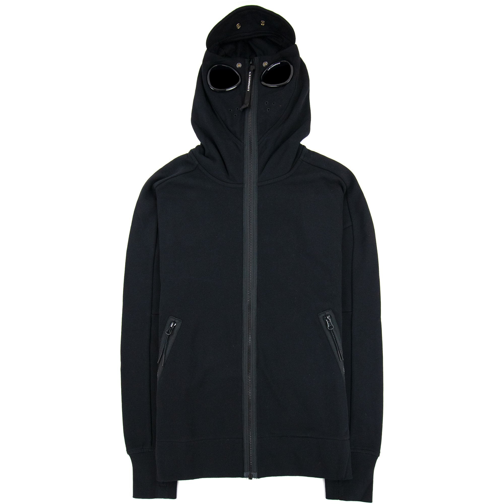 Cp Company Front Goggle Diagonal Fleece Hoody Black 999
