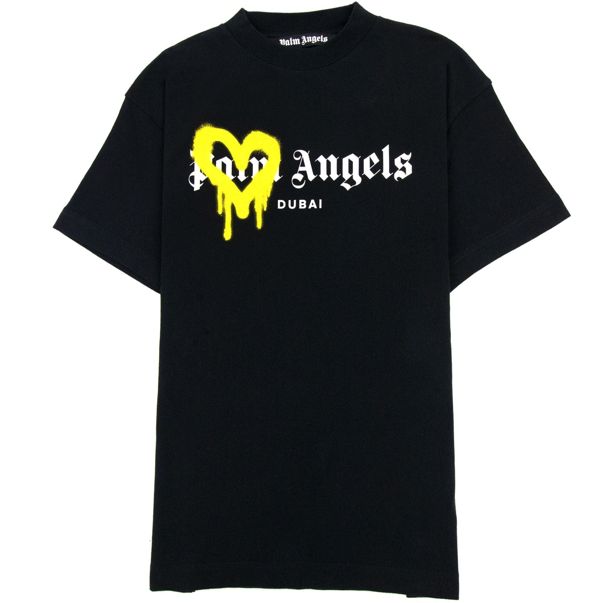 Palm Angels Dubai Heart Sprayed T Shirt Black/yellow