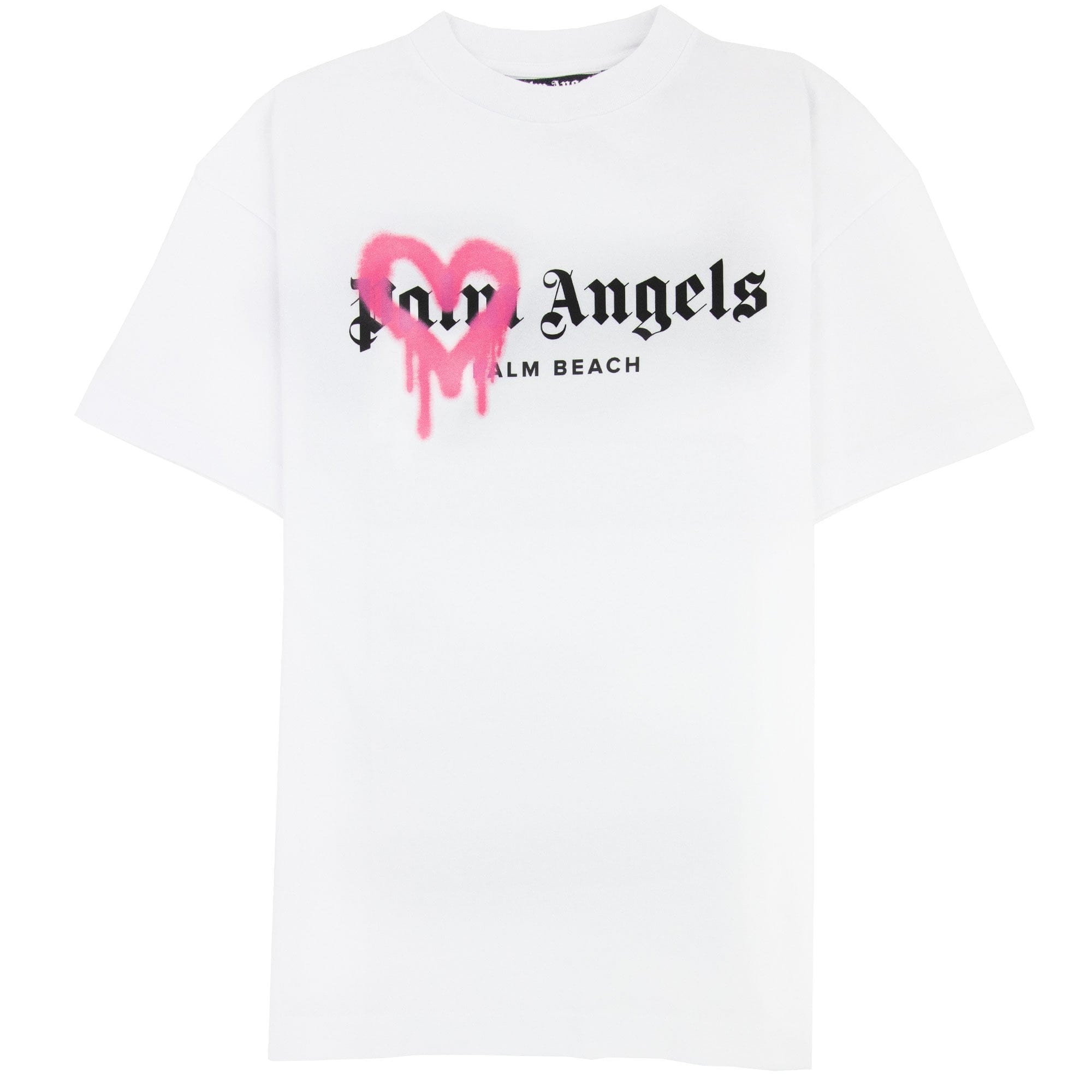 Palm Angels Beach Sprayed T Shirt White Fuchsia