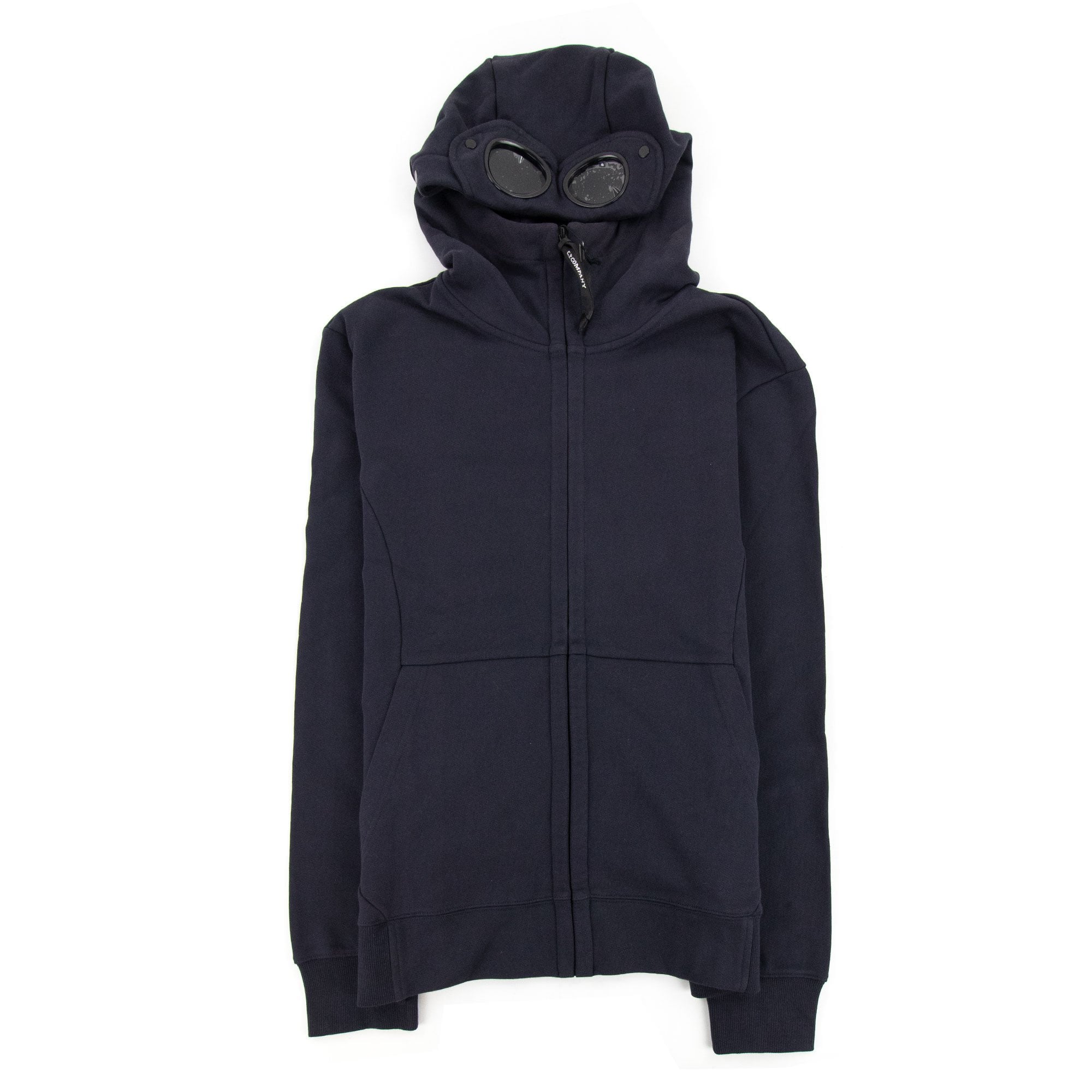 Cp Company Diagonal Raised Fleece Goggle Full Zip Hoodie Navy/navy