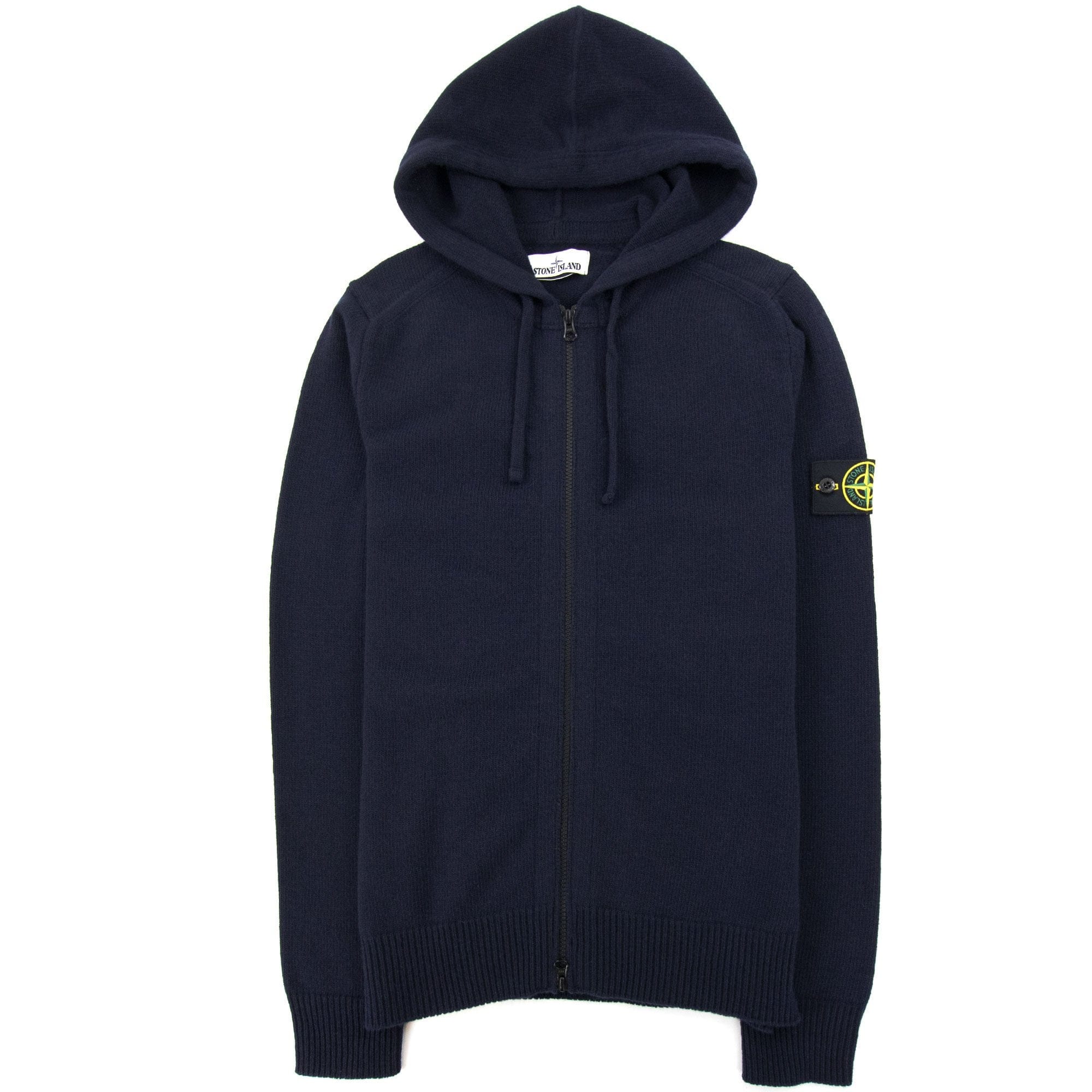 Stone Island 546a3 Knitted Patch Hoody Navy Blue V0020