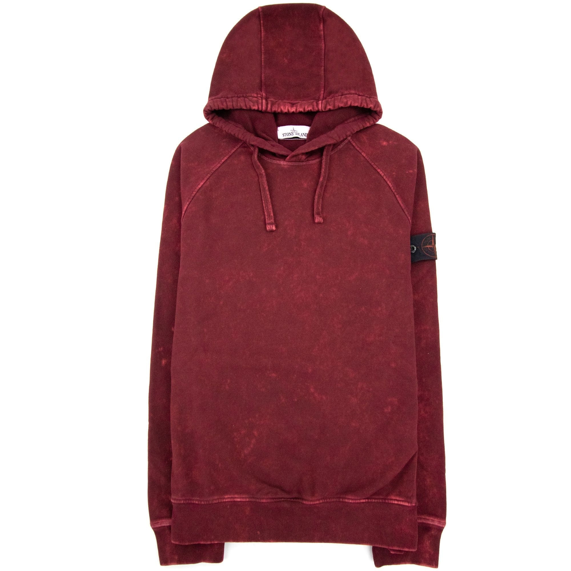 Stone Island 61338 Cotton Fleece + Off-dye Ovd Treatment Hoodie Burgundy V0012