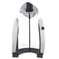 Stone Island Junior 61238 Arm Badge Zip Up Hooded Sweatshirt Grey V1063